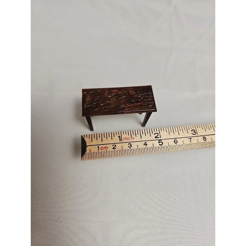 Vintage Renewal Dollhouse Grand Piano Bench Brown Plastic Miniature 1:12 Scale